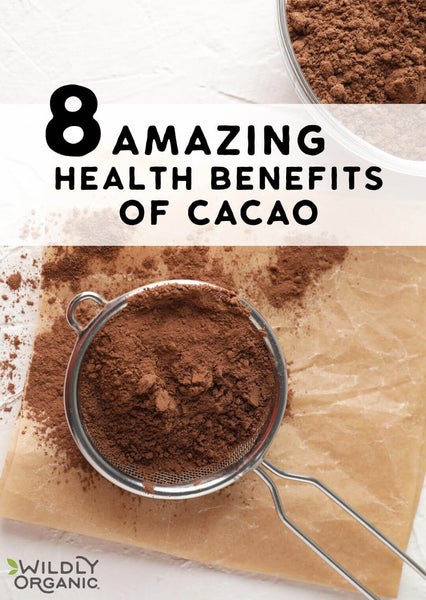 Cacao powder in a handheld mesh strainer