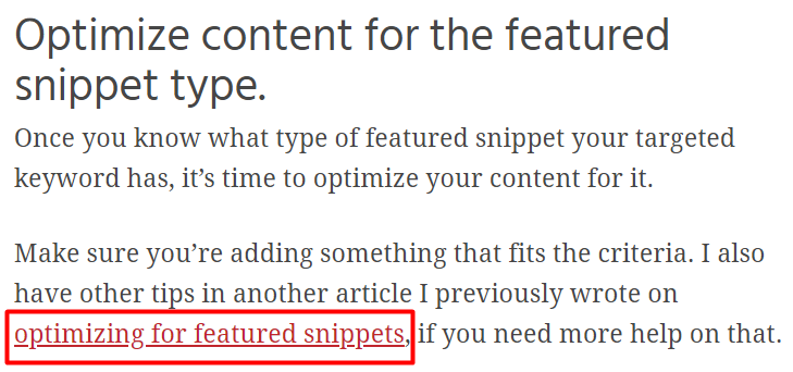 An example of anchor text for hyperlinks